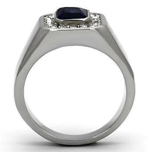 Load image into Gallery viewer, Gift For Him Men&#39;s Rings Stainless Steel Dark Blue Sapphire CZ - Jewelry Store by Erik Rayo
