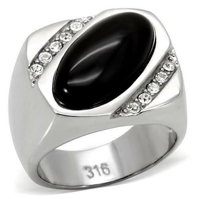 Gift For Him Men's Rings Stainless Steel Oval Black Onyx - ErikRayo.com