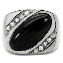 Load image into Gallery viewer, Gift For Him Men&#39;s Rings Stainless Steel Oval Black Onyx - Jewelry Store by Erik Rayo
