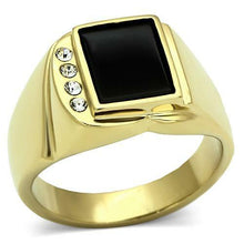 Load image into Gallery viewer, Gift For Him Men&#39;s Rings Stainless Steel Rectangle Black Onyx &amp; CZ - Jewelry Store by Erik Rayo

