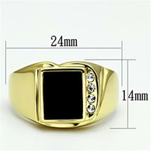 Load image into Gallery viewer, Gift For Him Men&#39;s Rings Stainless Steel Rectangle Black Onyx &amp; CZ - Jewelry Store by Erik Rayo
