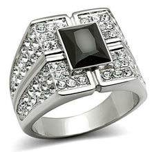 Load image into Gallery viewer, Gift For Him Men&#39;s Rings Stainless Steel Square Black Onyx CZ - Jewelry Store by Erik Rayo
