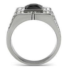 Load image into Gallery viewer, Gift For Him Men&#39;s Rings Stainless Steel Square Black Onyx CZ - Jewelry Store by Erik Rayo
