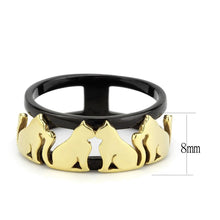Load image into Gallery viewer, Gold Black Cats Womens Ring Anillo Para Mujer y Ninos Unisex Kids Stainless Steel Ring with No Stone - ErikRayo.com

