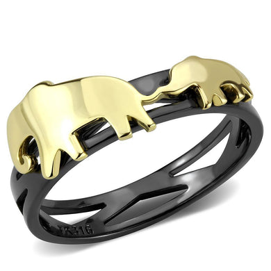 Gold Black Elephants Womens Ring Anillo Para Mujer y Ninos Unisex Kids 316L Stainless Steel Ring with No Stone - Jewelry Store by Erik Rayo