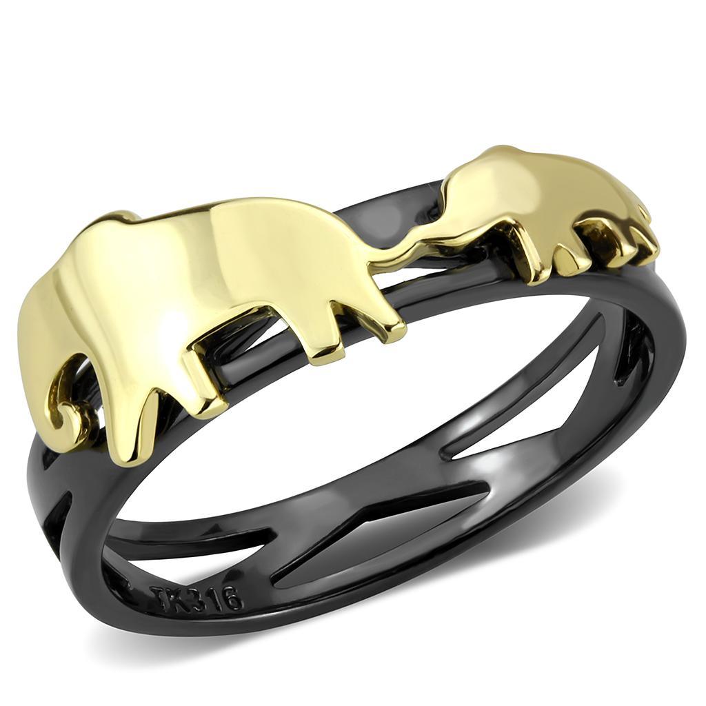 Gold Black Elephants Womens Ring Anillo Para Mujer y Ninos Unisex Kids Stainless Steel Ring with No Stone - Jewelry Store by Erik Rayo