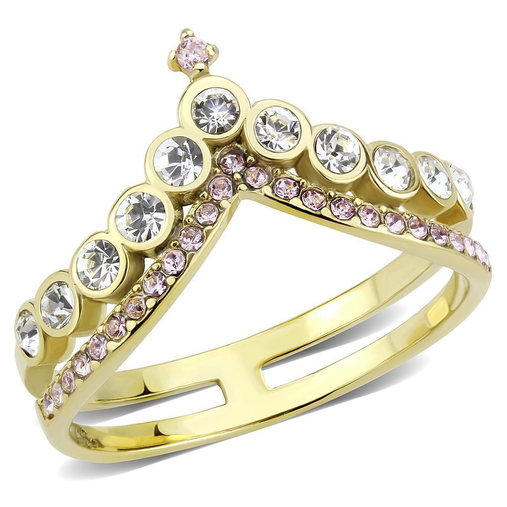 Gold Crown Womens Ring 316L Stainless Steel Anillo Corona Color Oro Para Mujer Acero Inoxidable - ErikRayo.com