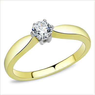 Gold Diamond Womens Ring Solitaire Stainless Steel Anillo Diamante Solitario Color Oro Para Mujer Acero Inoxidable - ErikRayo.com
