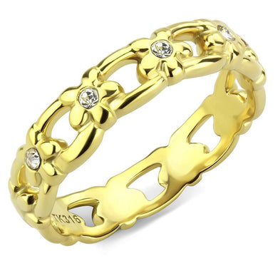 Gold Flowers Womens Ring Stainless Steel Zircoin Anillo Color Oro Para Mujer Acero Inoxidable - ErikRayo.com