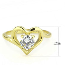 Load image into Gallery viewer, Gold Heart Womens Ring Solitaire 316L Stainless Steel Zircoin Anillo Corazon Color Oro Para Mujer Solitario Acero Inoxidable - Jewelry Store by Erik Rayo
