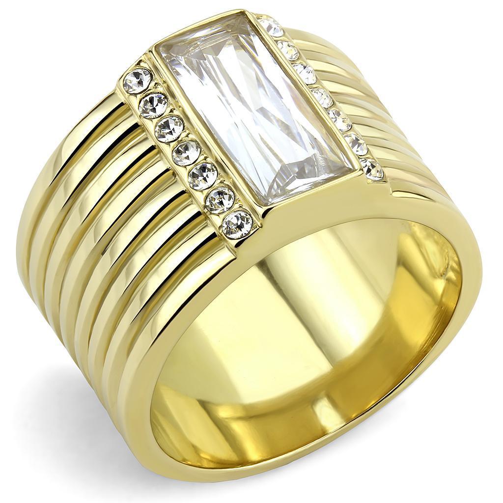 Gold Larrge Womens Ring 316L Stainless Steel Anillo Color Oro Para Mujer Acero Inoxidable - Jewelry Store by Erik Rayo