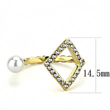 Load image into Gallery viewer, Gold Pearl Womens Ring Arrow 316L Stainless Steel Anillo Perla Flecha Color Oro Para Mujer Acero Inoxidable - Jewelry Store by Erik Rayo

