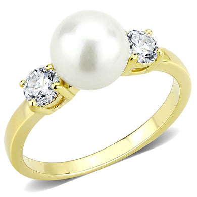 Gold Pearl Womens Ring Stainless Steel Anillo Color Oro Perla Para Mujer Acero Inoxidable - ErikRayo.com