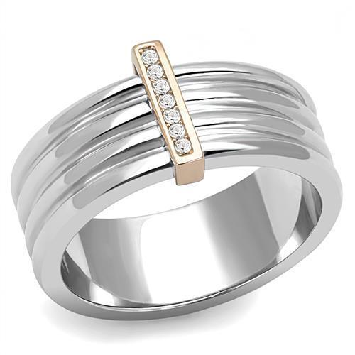 Gold Silver Two-Tone Womens Ring Anillo Para Mujer y Ninos Unisex Kids Rose Gold 316L Stainless Steel Ring with Top Grade Crystal Piedmont - Jewelry Store by Erik Rayo