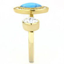 Load image into Gallery viewer, Gold Turquoise Womens Ring 316L Stainless Steel Anillo Color Oro Para Mujer Acero Inoxidable - Jewelry Store by Erik Rayo
