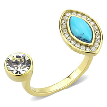 Load image into Gallery viewer, Gold Turquoise Womens Ring Stainless Steel Anillo Color Oro Para Mujer Acero Inoxidable - Jewelry Store by Erik Rayo
