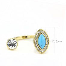 Load image into Gallery viewer, Gold Turquoise Womens Ring Stainless Steel Anillo Color Oro Para Mujer Acero Inoxidable - Jewelry Store by Erik Rayo
