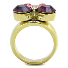 Load image into Gallery viewer, Gold Womens Butterfly Ring Purple Anillo Para Mujer y Ninos Unisex Kids 316L Stainless Steel Ring with Top Grade Crystal in Amethyst Gorizia - Jewelry Store by Erik Rayo
