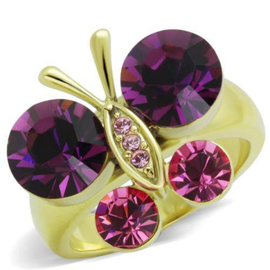 Gold Womens Butterfly Ring Purple Anillo Para Mujer y Ninos Unisex Kids Stainless Steel Ring with Top Grade Crystal in Amethyst Gorizia - Jewelry Store by Erik Rayo