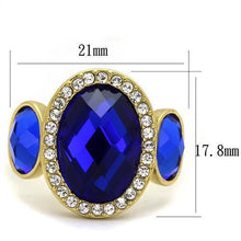 Load image into Gallery viewer, Gold Womens Ring Anillo Para Mujer y Ninos Unisex Kids 316L Stainless Steel Ring 316L Stainless Steel Ring with Glass in Sapphire Sulmona - Jewelry Store by Erik Rayo
