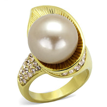 Load image into Gallery viewer, Gold Womens Ring Anillo Para Mujer y Ninos Unisex Kids 316L Stainless Steel Ring 316L Stainless Steel Ring with Synthetic Pearl in Champagne Amalfi - Jewelry Store by Erik Rayo
