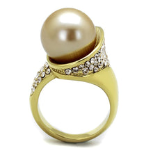 Load image into Gallery viewer, Gold Womens Ring Anillo Para Mujer y Ninos Unisex Kids 316L Stainless Steel Ring 316L Stainless Steel Ring with Synthetic Pearl in Champagne Amalfi - Jewelry Store by Erik Rayo
