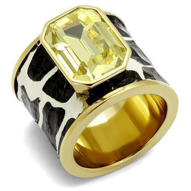 Gold Womens Ring Anillo Para Mujer y Ninos Unisex Kids 316L Stainless Steel Ring 316L Stainless Steel Ring with Top Grade Crystal in Citrine Yellow Lanciano - Jewelry Store by Erik Rayo
