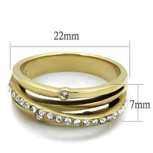 Load image into Gallery viewer, Gold Womens Ring Anillo Para Mujer y Ninos Unisex Kids 316L Stainless Steel Ring 316L Stainless Steel Ring with Top Grade Crystal in Clear Ortona - Jewelry Store by Erik Rayo
