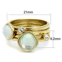 Load image into Gallery viewer, Gold Womens Ring Anillo Para Mujer y Ninos Unisex Kids 316L Stainless Steel Ring Glass in White - Jewelry Store by Erik Rayo
