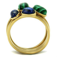 Load image into Gallery viewer, Gold Womens Ring Anillo Para Mujer y Ninos Unisex Kids 316L Stainless Steel Ring Malachite in Emerald - Jewelry Store by Erik Rayo
