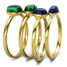 Load image into Gallery viewer, Gold Womens Ring Anillo Para Mujer y Ninos Unisex Kids 316L Stainless Steel Ring Malachite in Emerald - Jewelry Store by Erik Rayo
