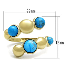 Load image into Gallery viewer, Gold Womens Ring Anillo Para Mujer y Ninos Unisex Kids 316L Stainless Steel Ring Semi-Precious Turquoise in Sea Blue - Jewelry Store by Erik Rayo
