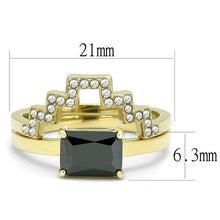 Load image into Gallery viewer, Gold Womens Ring Anillo Para Mujer y Ninos Unisex Kids 316L Stainless Steel Ring with AAA Grade CZ in Black Diamond - Jewelry Store by Erik Rayo
