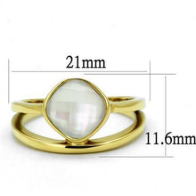 Load image into Gallery viewer, Gold Womens Ring Anillo Para Mujer y Ninos Unisex Kids 316L Stainless Steel Ring with Precious Stone Conch in White - Jewelry Store by Erik Rayo
