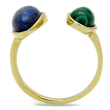 Load image into Gallery viewer, Gold Womens Ring Anillo Para Mujer y Ninos Unisex Kids 316L Stainless Steel Ring with Precious Stone Lapis in Montana - Jewelry Store by Erik Rayo
