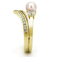 Load image into Gallery viewer, Gold Womens Ring Anillo Para Mujer y Ninos Unisex Kids 316L Stainless Steel Ring with Synthetic Pearl in Rose - Jewelry Store by Erik Rayo
