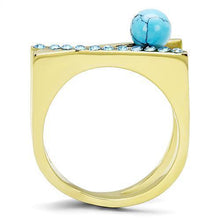 Load image into Gallery viewer, Gold Womens Ring Anillo Para Mujer y Ninos Unisex Kids 316L Stainless Steel Ring with Turquoise - Jewelry Store by Erik Rayo

