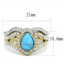 Load image into Gallery viewer, Gold Womens Ring Anillo Para Mujer y Ninos Unisex Kids 316L Stainless Steel Ring with Turquoise in Turquoise - Jewelry Store by Erik Rayo
