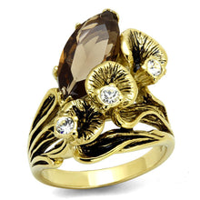 Load image into Gallery viewer, Gold Womens Ring Anillo Para Mujer Stainless Steel Ring Glass in Brown - Jewelry Store by Erik Rayo

