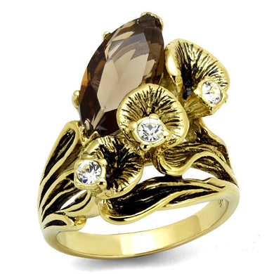 Gold Womens Ring Anillo Para Mujer Stainless Steel Ring Glass in Brown - Jewelry Store by Erik Rayo