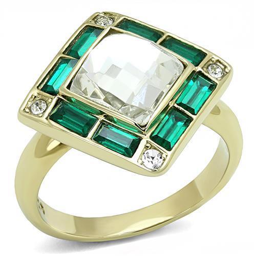 Gold Womens Ring Anillo Para Mujer Stainless Steel Ring Glass in Clear - Jewelry Store by Erik Rayo