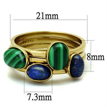 Load image into Gallery viewer, Gold Womens Ring Anillo Para Mujer y Ninos Unisex Kids Stainless Steel Ring Malachite in Emerald - Jewelry Store by Erik Rayo
