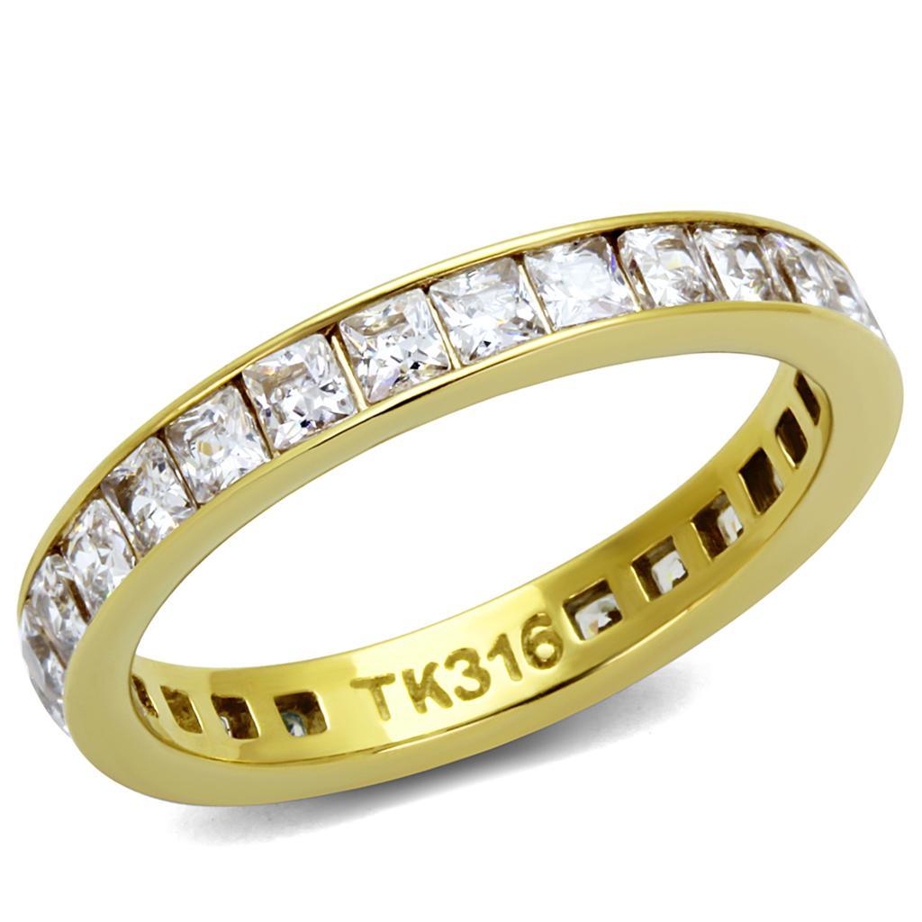 Gold Womens Ring Anillo Para Mujer y Ninos Unisex Kids Stainless Steel Ring Stainless Steel Ring with AAA Grade CZ in Clear Potenza - ErikRayo.com