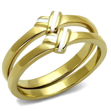 Gold Womens Ring Anillo Para Mujer Stainless Steel Ring Stainless Steel Ring with Epoxy in White Teramo - Jewelry Store by Erik Rayo