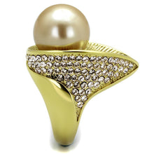 Load image into Gallery viewer, Gold Womens Ring Anillo Para Mujer Stainless Steel Ring Stainless Steel Ring with Synthetic Pearl in Champagne Amalfi - Jewelry Store by Erik Rayo
