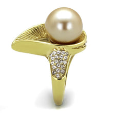 Load image into Gallery viewer, Gold Womens Ring Anillo Para Mujer Stainless Steel Ring Stainless Steel Ring with Synthetic Pearl in Champagne Amalfi - Jewelry Store by Erik Rayo
