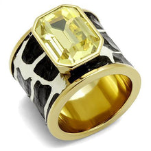Load image into Gallery viewer, Gold Womens Ring Anillo Para Mujer Stainless Steel Ring Stainless Steel Ring with Top Grade Crystal in Citrine Yellow Lanciano - Jewelry Store by Erik Rayo
