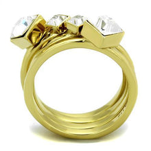 Load image into Gallery viewer, Gold Womens Ring Anillo Para Mujer y Ninos Unisex Kids Stainless Steel Ring Stainless Steel Ring with Top Grade Crystal in Clear Cosenza - Jewelry Store by Erik Rayo
