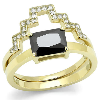 Gold Womens Ring Anillo Para Mujer Stainless Steel Ring with AAA Grade CZ in Black Diamond - Jewelry Store by Erik Rayo