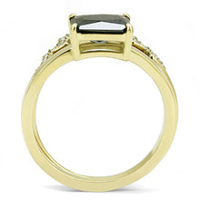 Load image into Gallery viewer, Gold Womens Ring Anillo Para Mujer y Ninos Unisex Kids Stainless Steel Ring with AAA Grade CZ in Black Diamond - ErikRayo.com
